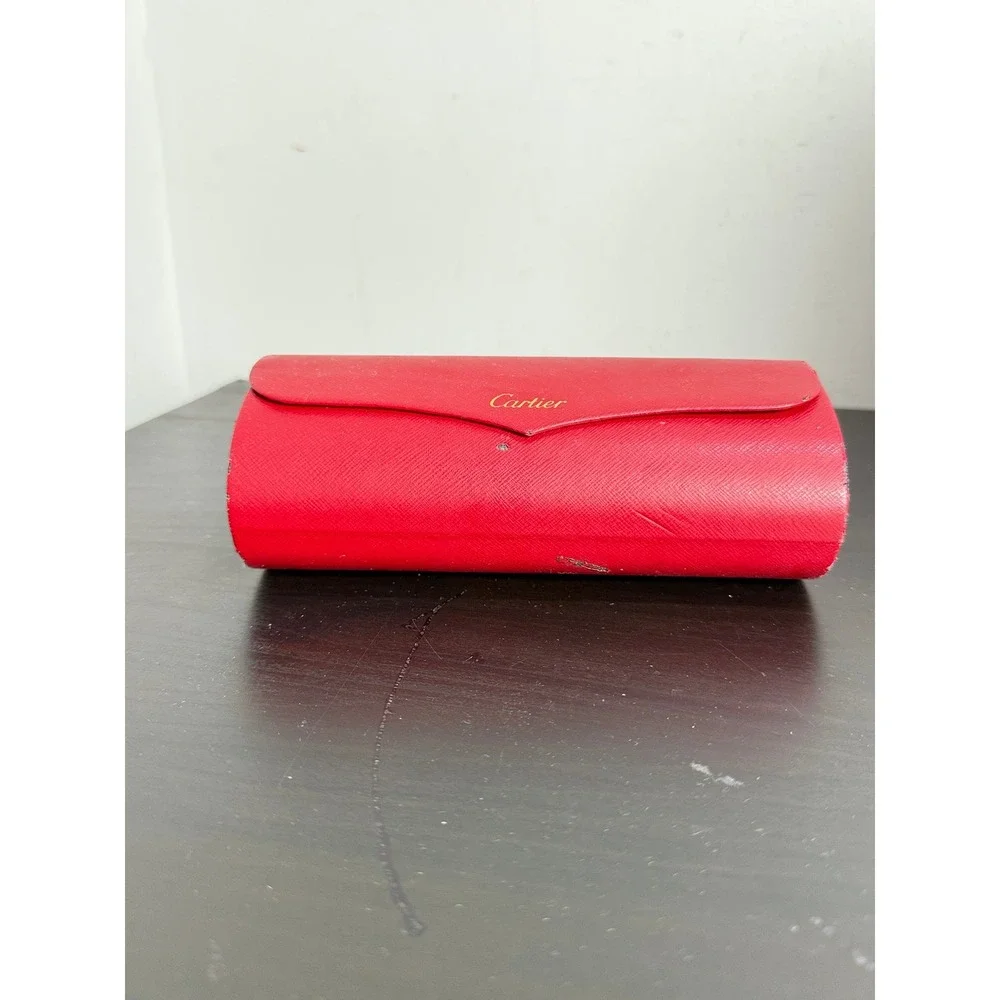 Cartier Red Leather Hard Shell Sunglasses Eyeglasses CASE ONLY DAMAGED